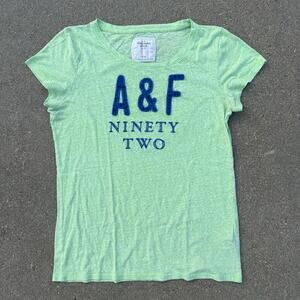 Y2K Abercrombie and Fitch AF Ninety Two Light Green Burnout Babydoll T-shirt LG